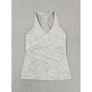 Alo Tank Top Womens Small Gray Space Dye V Neck Racerback Athletic Yoga Workout